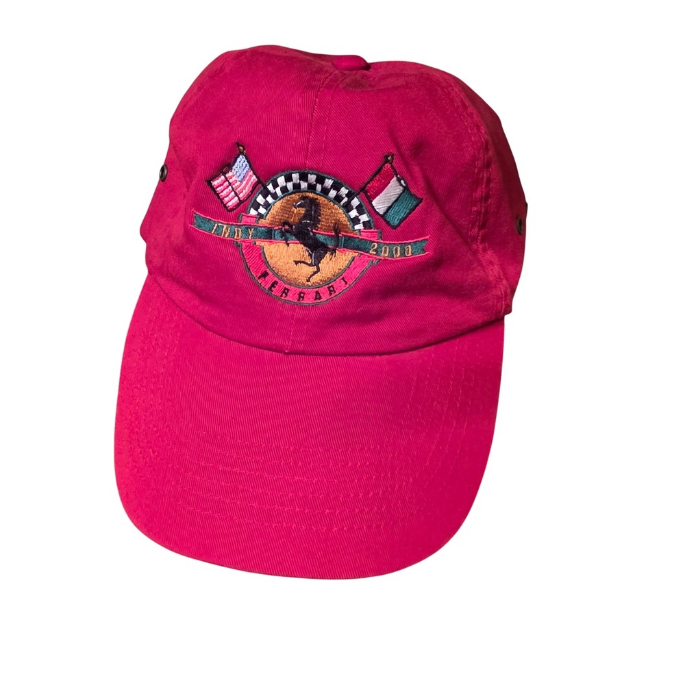 Vintage Ferrari‎ Club of America Indy 2000 Red Embroidered Racing Hat Cap Cotton